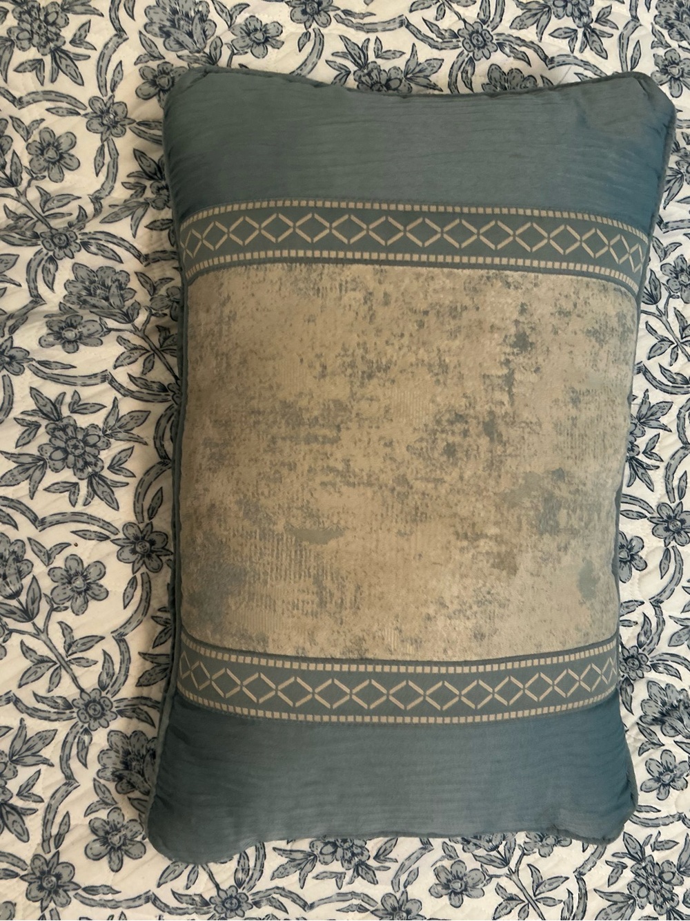 Decorative Teal and Beige Accent Pillow